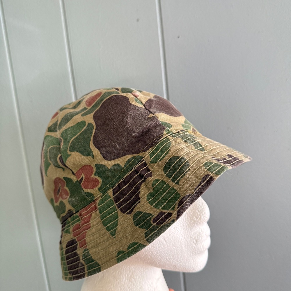 Vintage Duxbak Frog Skin Camo Bucket Hat 7 3/8 Duck Hunter Canvas Gorpcore